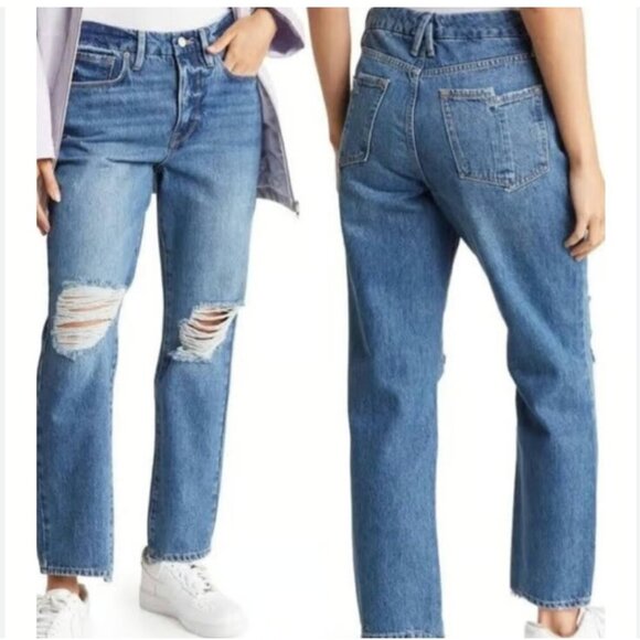 Good American Good Vintage Distressed Indigo Jeans - Picture 1 of 9